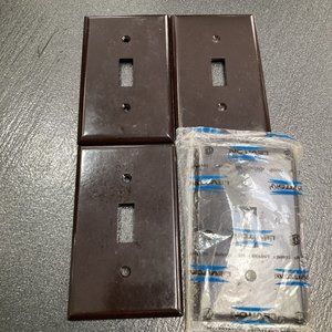 Double listing Vintage Leviton Light Switch Plate Wall Cover Brown Plates 1 New